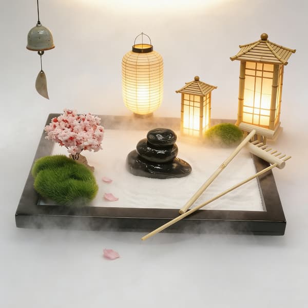 Meditationer Japansk Sandhavepynt med tilbehør Boligindretningsaccent