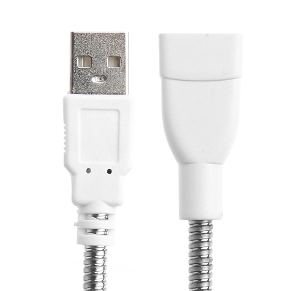 USB förlängningskabel Vit metall USB sladd hane till hona Adaptersladd USB kabel LED-ljus Fläktadapter Power