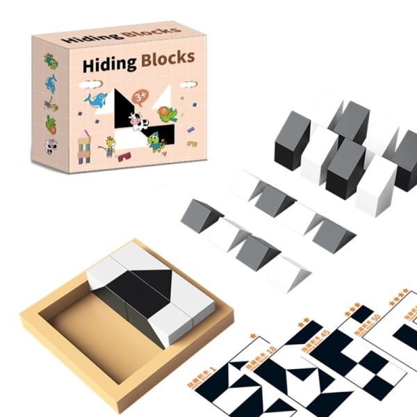 Kreativt gömblock 3D-pusselleksak för toddler Montessori- set Förskola färgform matchande hjärnspel