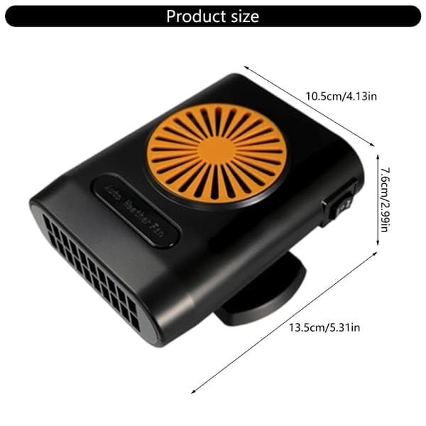 Effektiv bilvarmer med justerbar temperaturkontrol og dugfjernelse Black 12V