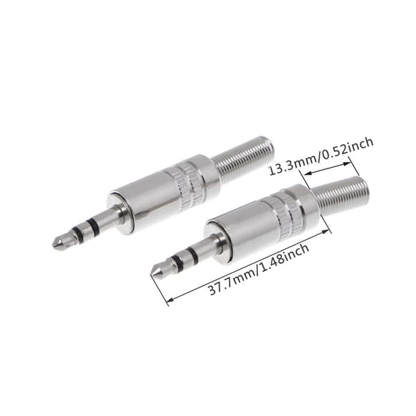 5 st Metall 3,5 mm 2 Ring 3P Stereo Jack Plug Kabel Löd Adapter Terminal för w