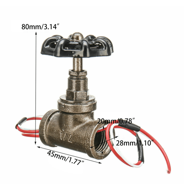 1/2" stopp för ventilljusomkopplare med tråd för lampa loftstil strykjärn för ventil Vintage bordslampa Vattenrörsarmaturer Pip