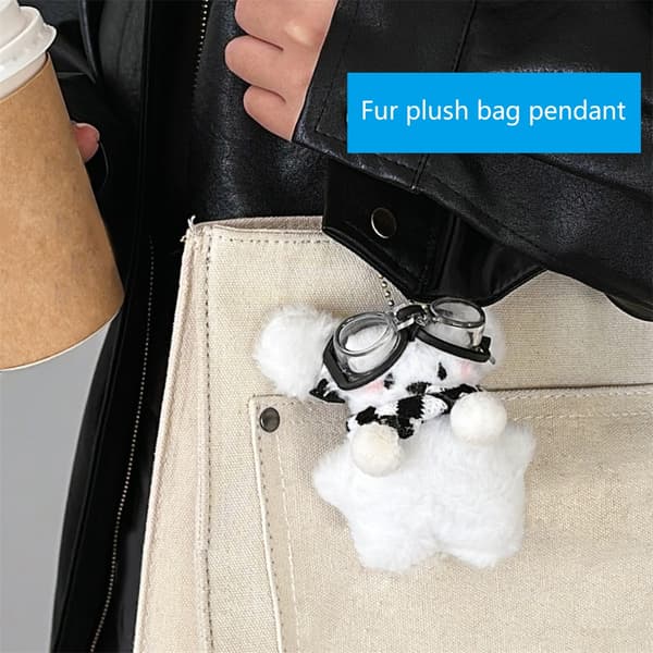 Mjuk tecknad hundvalp nyckelring blå väska dekoration resevänlig accessoar 4