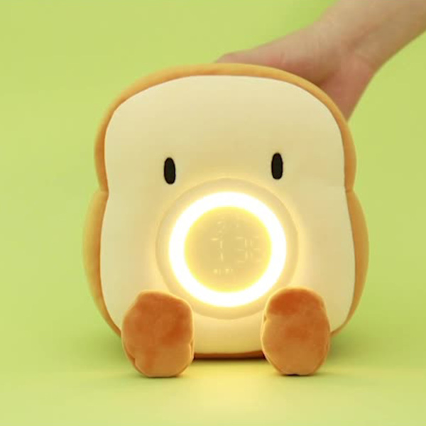 Cartoon Plysch Toast Väckarklocka för Creative LED Digital Klocka Barn Desktop Elektronisk klocka med vibrationsfunktion A