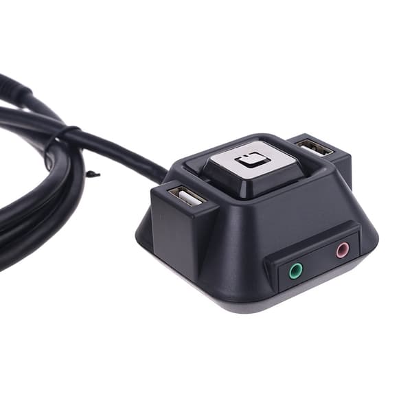 Multifunktionel USB 2.0 Computer PC Switch Ekstern Tænd/Sluk Reset Knap med Mikrofonporte