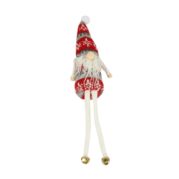 Jul sittande tomte plysch för docka med långa dinglande ben Bell fylld leksak null - B