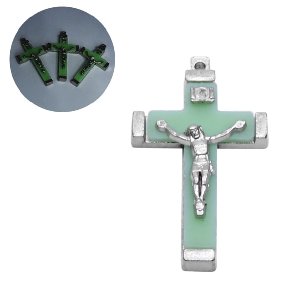 5x metall Kristus Jesus för Cross Luminous Glow in the Dark Pendant Crucifix Ornam