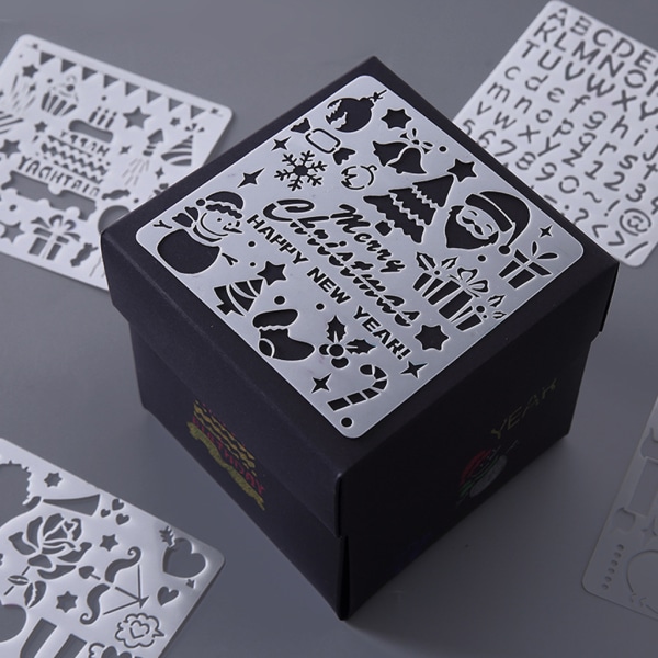 5 st mångsidiga jultemamålning Stencil Kit Personlig DIY Graffitimall Set anti-scratch Tvättbar