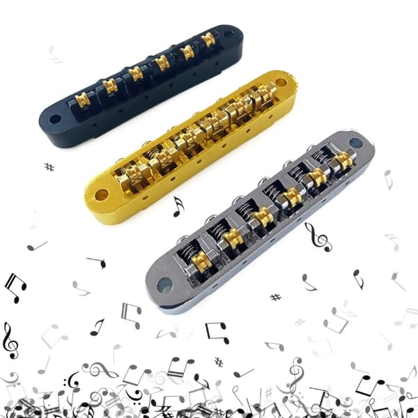 6 Strings Guitar Roller Sadel Bridge Tune-O-Matic Bridge elektrisk gitarr Roller Bridge med dubbar ersättningsdel Silver
