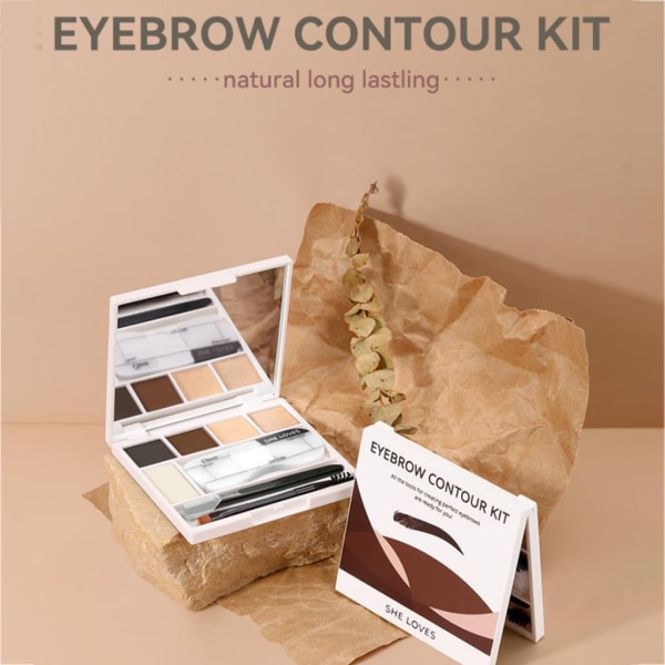 Brow Contour Kit Eyebrow Makeup Palette Set Eyebrow Powder, Eyebrow Stencils, Spoolie/Brush-Duo, Eye Brow Wax, Highlighter