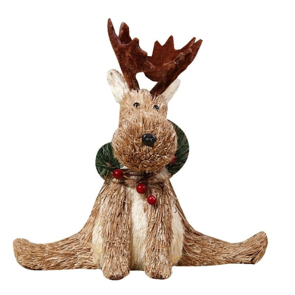 Jul Älg Ornament Halm Ren Gör Split Djur för Docka Hem Party D