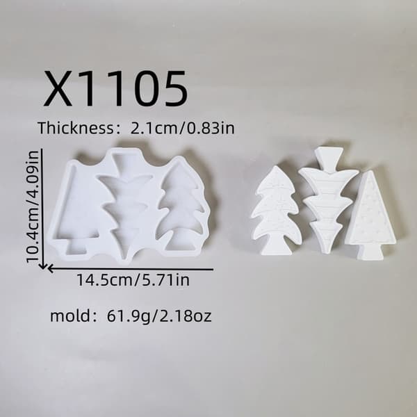 Silikonform for juletre, lysform, julepynt, resinform, gave