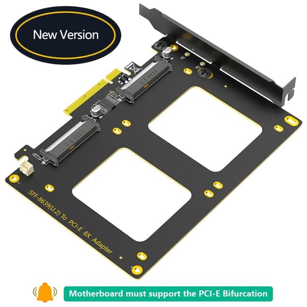 Dobbelt SFF 8639 Port Solid Disk Til PCIExpress 8X Slot Computer Adapter