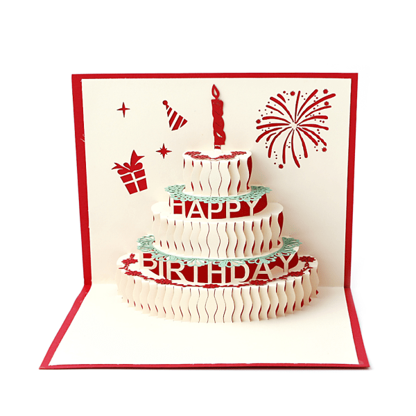 3D för Pop Up-kort Tårta Födelsedagskort Jubileumsgåvor Vykortsinbjudningar Gratulationskort med kuvert för alla tillfällen