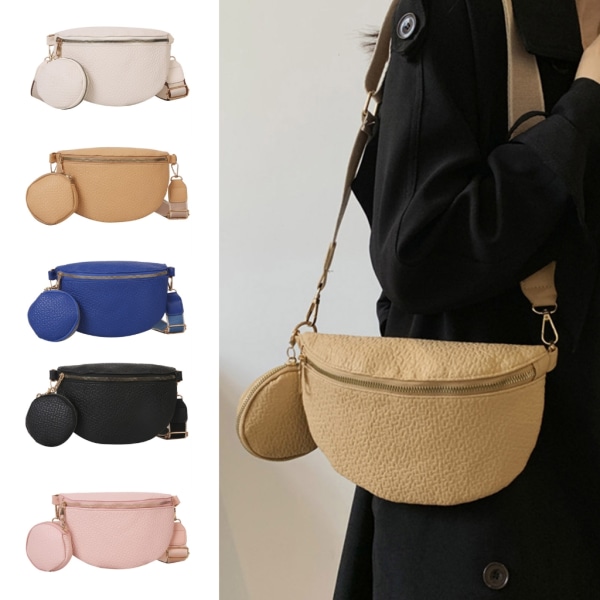 Midjeväska PU-läder Fanny Pack Myntväska Stor bältesväska Pouch Dam Crossbody Midjepaket Koreansk stil Axelväska Blue