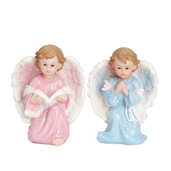 2 stk. Lille Engel Resin Figur, Smuk Engel Figur, Bordpladestatue
