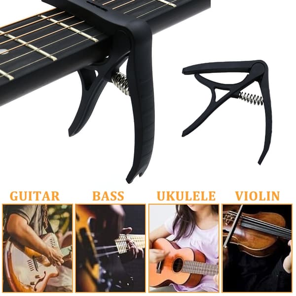 Justerbar rörlig gitarr-capo med silikonplatta, 6-strängad gitarr-skjutcapo