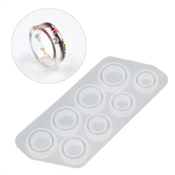 8 delar Harts molds Silikon molds Diverse storlekar Form Cirkelsmycken för DIY Craft Ring Making