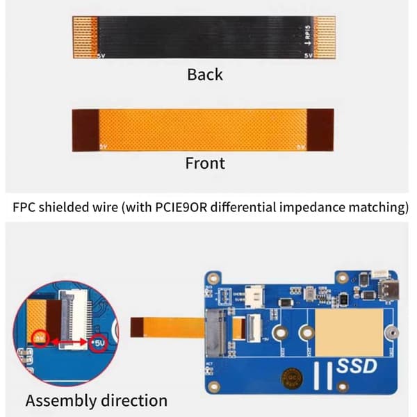 MPS2280P PCIe til M.2 NVME SSD Adapterkort til RPi 5 Udvidelseskort