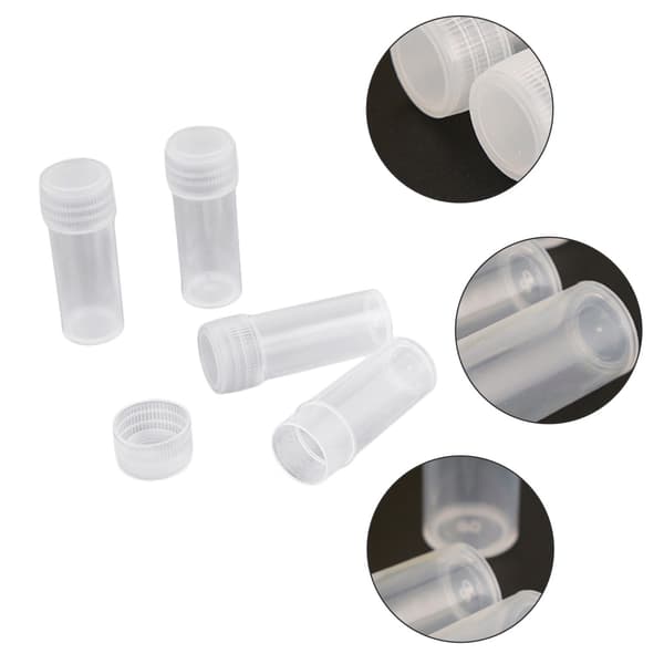 50 st 5 ml provflaskor i plast, små tunnor, provrör, förvaringsbehållare