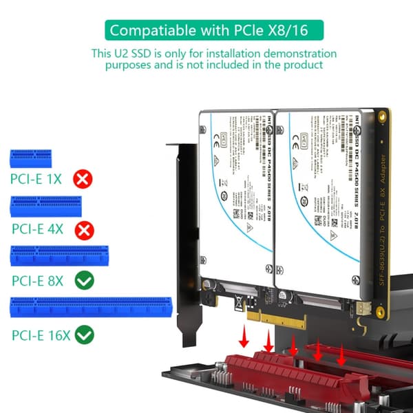 To SFF 8639 SSD'er til PCIe4.0 8X Interface Kort til Fleksibel Computer