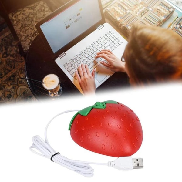 USB trådbunden mus Söt frukt jordgubbsform trådbunden mus Bärbar mini optisk möss tecknad datormus 3 knapp