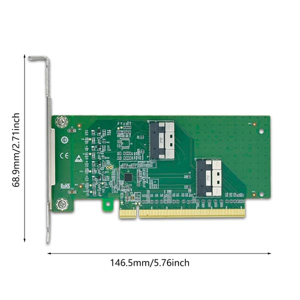 Speed PCIExpress x16 til 2 SlimSAS SFF8654 8i adapterkort for PC-tilbehør