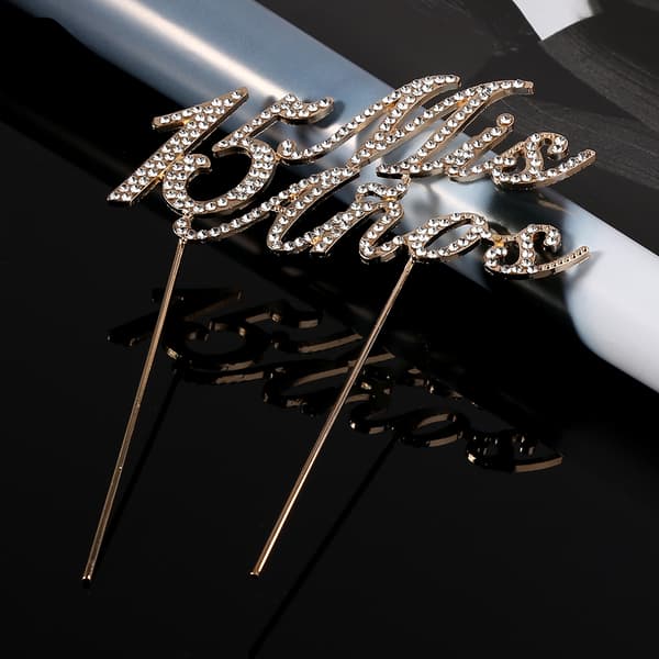 Glitrende Bling Nummer 15 Mis Anos Bogstaver Kagepynt til Rhinestone Legering Cupc
