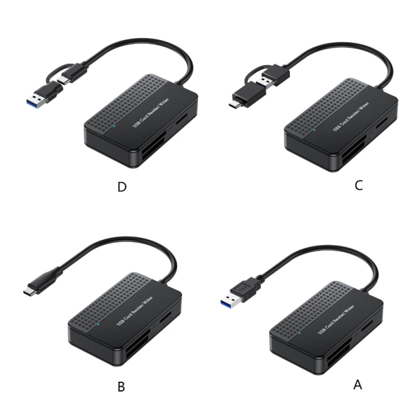 Höghastighetskortläsare 4-i-1 USB3.0/USB-C SDTF CFMS Compact Flash-kortadapter för bärbar dator Multi Type C