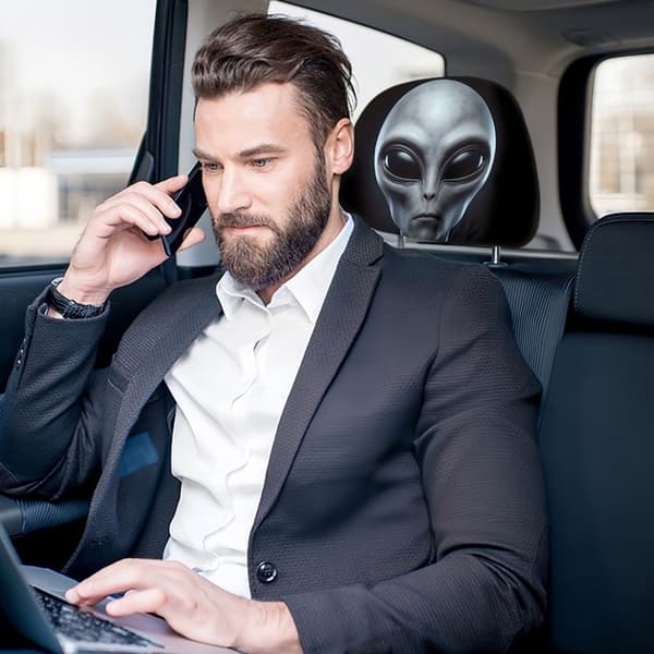 Bilbarnstolsöverdrag Alien Ansiktsuttryck Snabb Installation Nackstödsöverdrag