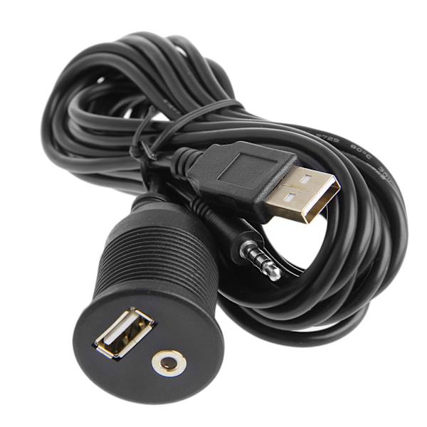 USB 3,5 mm 1/8 Aux-förlängningskabel Kabelmonteringspanel Bilbåt Dash Flush Mount Three piece set