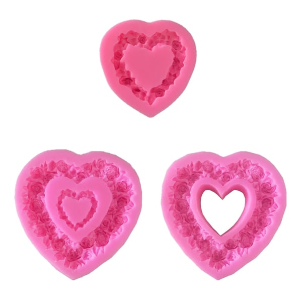 Rose Heart Silikon Sugarcraft-form Hartsverktyg Cupcake Mould Fondant Tårta Dekorera Ihåligt hjärta Form A