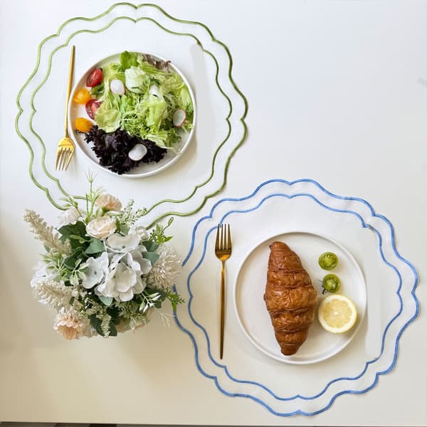Rund bordmatte med blomsterbroderi i polyesterstoff for bryllupsmottakelser black