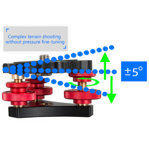 LP-64 Tri-wheel Precision Leveler med Bubble Level Tripod Leveling Base med 3/8" skruvhål, tillverkad av aluminiumlegering