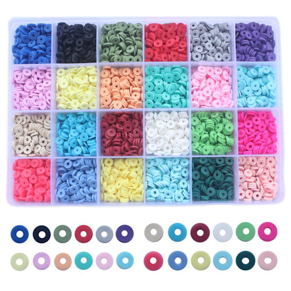 4800 kpl 24 väriä 6 mm litteä pyöreä polymeerisavi levy löysä välihelmi DIY korut