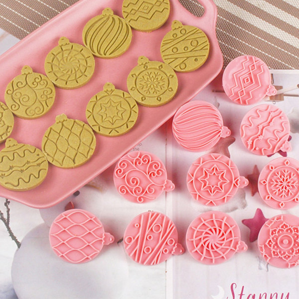 10st Julkulor Kex Utskärare Kakstämplar Fondant Mould Plast Kakformar Köksbakningsmaterial