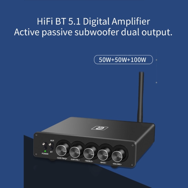 HF220 aptX Bluetooth5.1 förstärkare TPA3116 2.1 digital power 50Wx2+100W Active Passive Double Bass Out AU