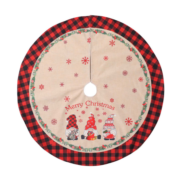 Juletre Skjørt Gnome Rutete Stoff Teppe Ornament for Juletre Julebord Innendørs Utendørs Dekorasjonsutstyr