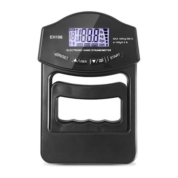 Digital Handstyrkemätare Elektronisk Greppstyrkemätare 396lb/180kg Handdynamometer LED-bakgrundsbelyst Handkraftsmätare