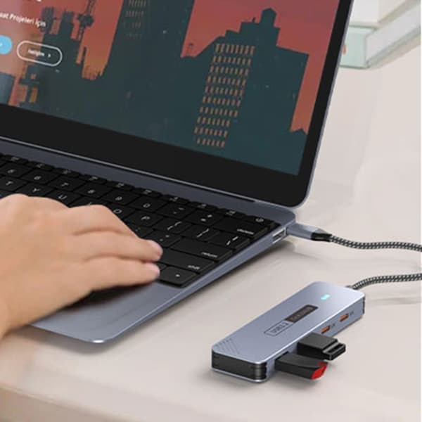 USB C Aluminium 10Gbps Dataöverföring 2x Typ C+2x USB Multifunktionell Adapter