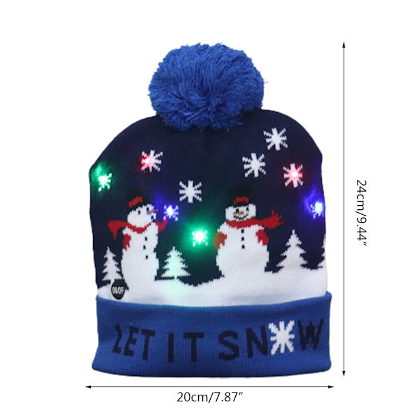 LED julmössa Light Up Stickad Färgglada Lights Snowman Hat Unisex cap