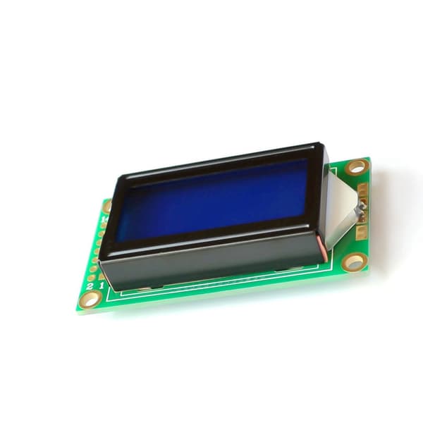 0802 LCD-skjerm 8x2 tegn blågrønn LED for elektroniske systemer blue screen