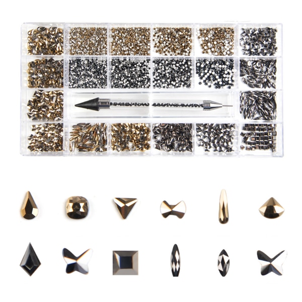 Multi Shapes Rhinestones AB Crystal Nail Art Set Strass Nail Gems Iridescent Clear Class Multi-Shape Flat Back 2