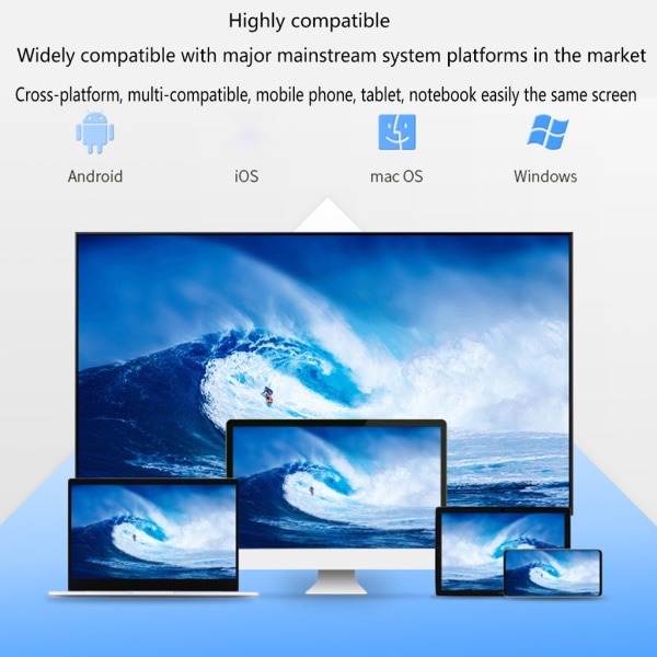 Trådlös HDMI Display Dongle Adapter, Ingen installation, Behöver ingen APP, Strömma video/ljud från bärbar dator, PC, smartphone till HDTV 4K 5G