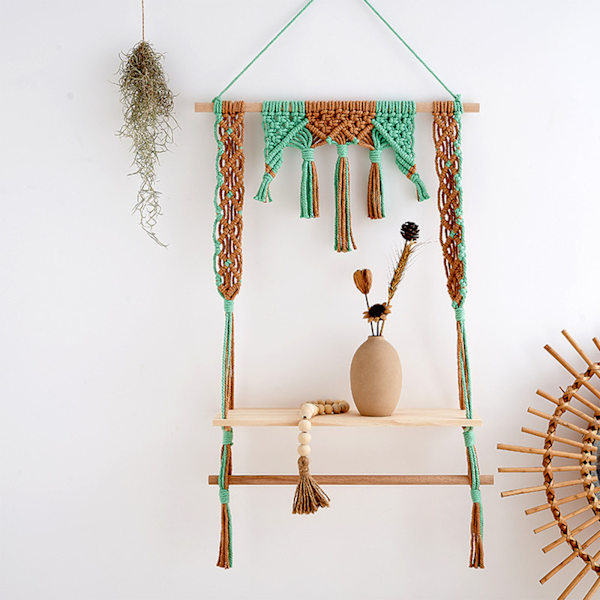 Macrame Vägghängande Hylla Boho Vägghyllor Fönster Växthylla Inomhus Heminredning för vän Tjej Födelsedagspresent