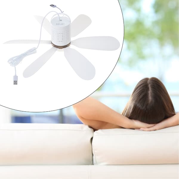 USB Lille Loftventilator USB5V Strøm Støjsvag Camping Udendørs Telt Hængeventilator