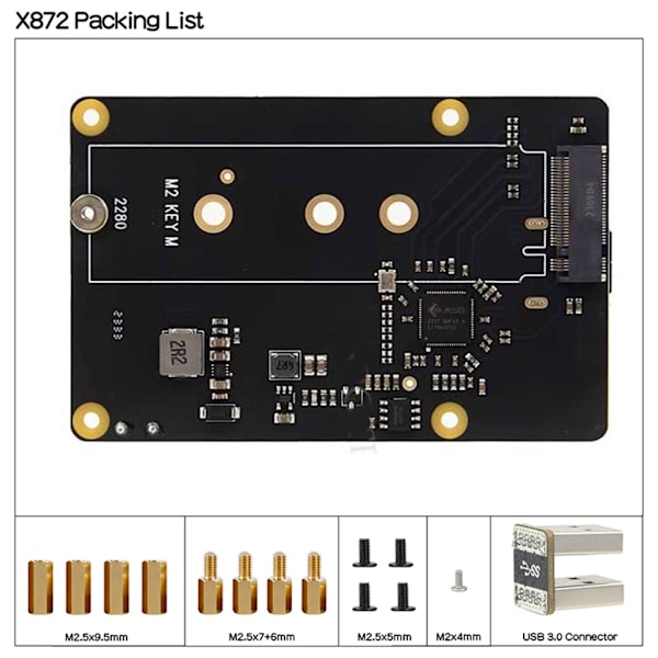 X872 USB 3.0 M.2 NVMe Solid Disk Udvidelseskortmodul til RPi 4 Adapter