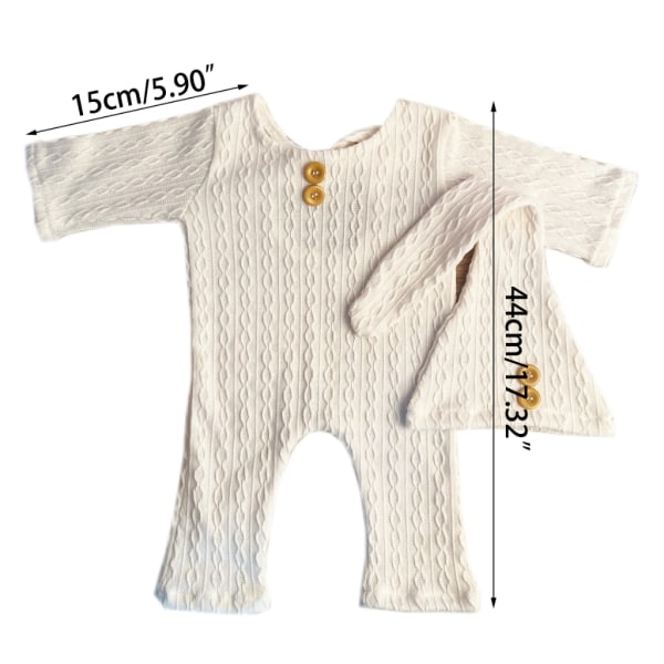 Nyfödd muslinhatt & långärmade jumpsuits Set Fotorekvisita Baby T-shirt Julkostym för pojkar flicka