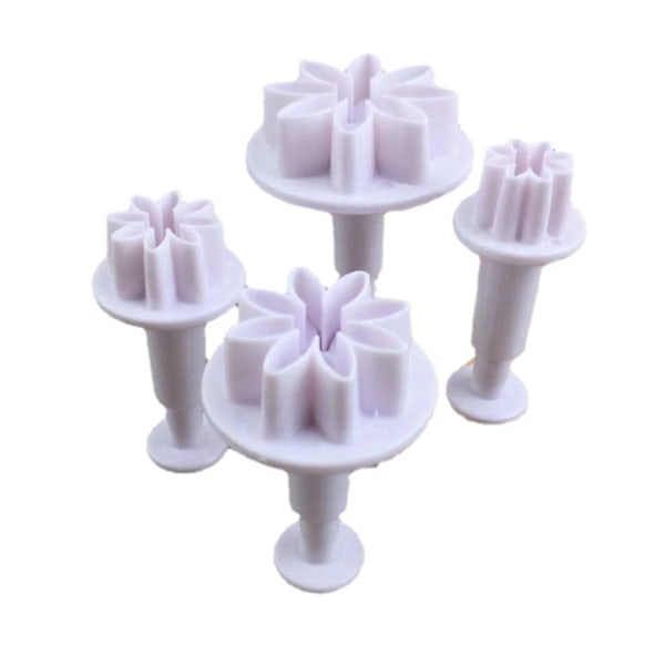 4 stk. Små Tusindfryd Bageform Køkken Biscuit Kageudstikker Dej Plunger 3D Stempel Fondant Kagedekorationsværktøj