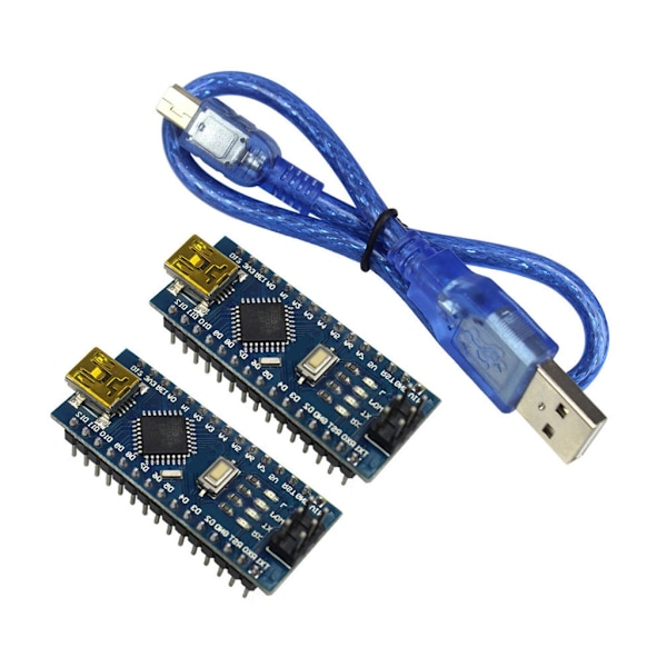 Pakke med 2 Arduino Nano Boards med USB-kabel Loddet Nano Board Chip